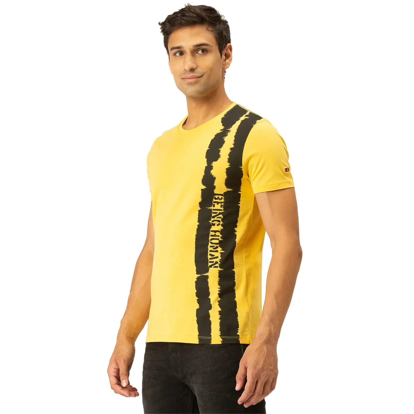 Yellow Regular Fit Men's Short Sleeves T-Shirt by Being Human Clothing - Image 2