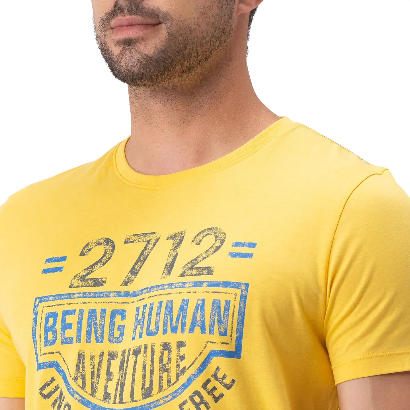 Yellow Regular Fit Men's Short Sleeves T-Shirt by Being Human Clothing - Image 5