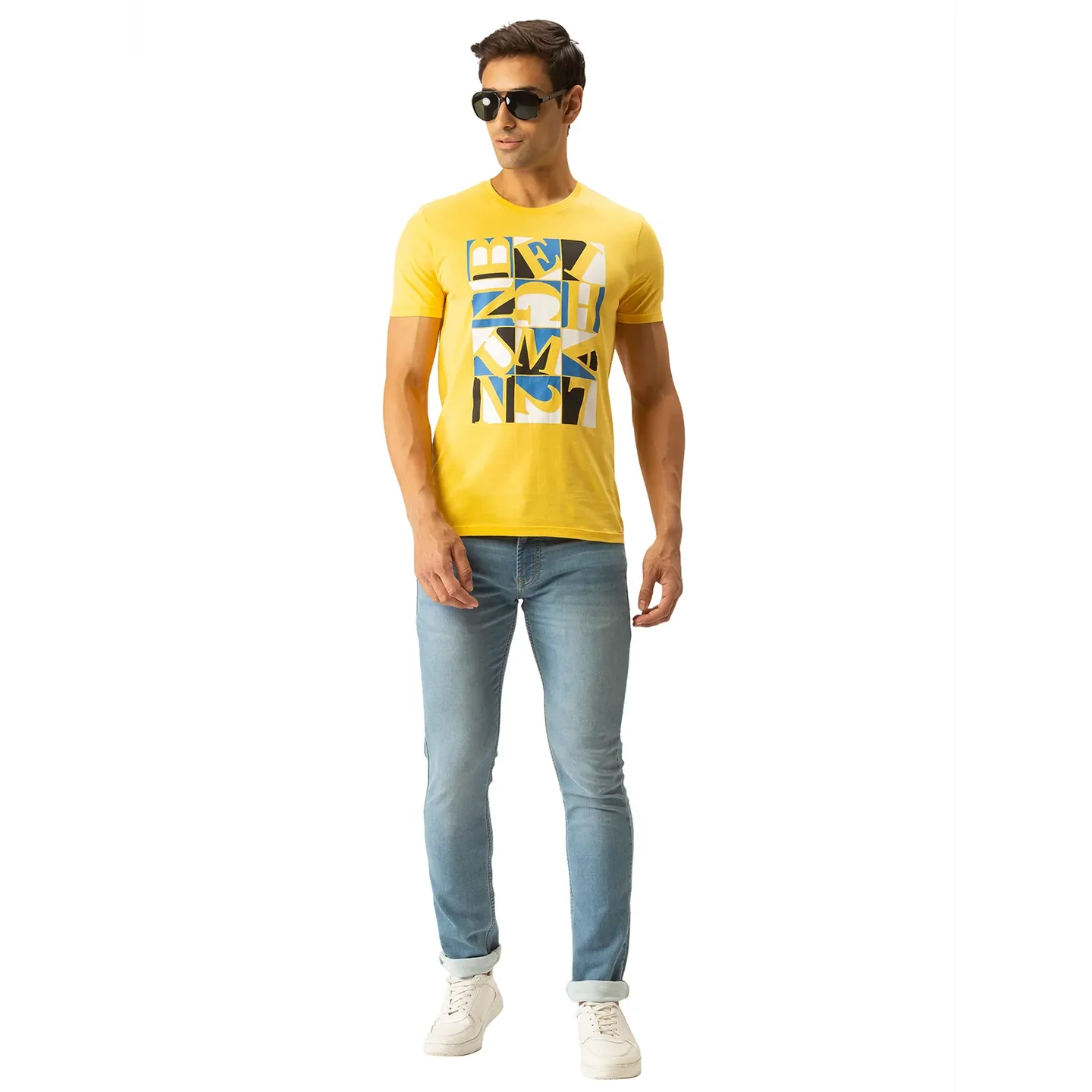 Yellow Regular Fit Men's Short Sleeves T-Shirt by Being Human Clothing - Image 5