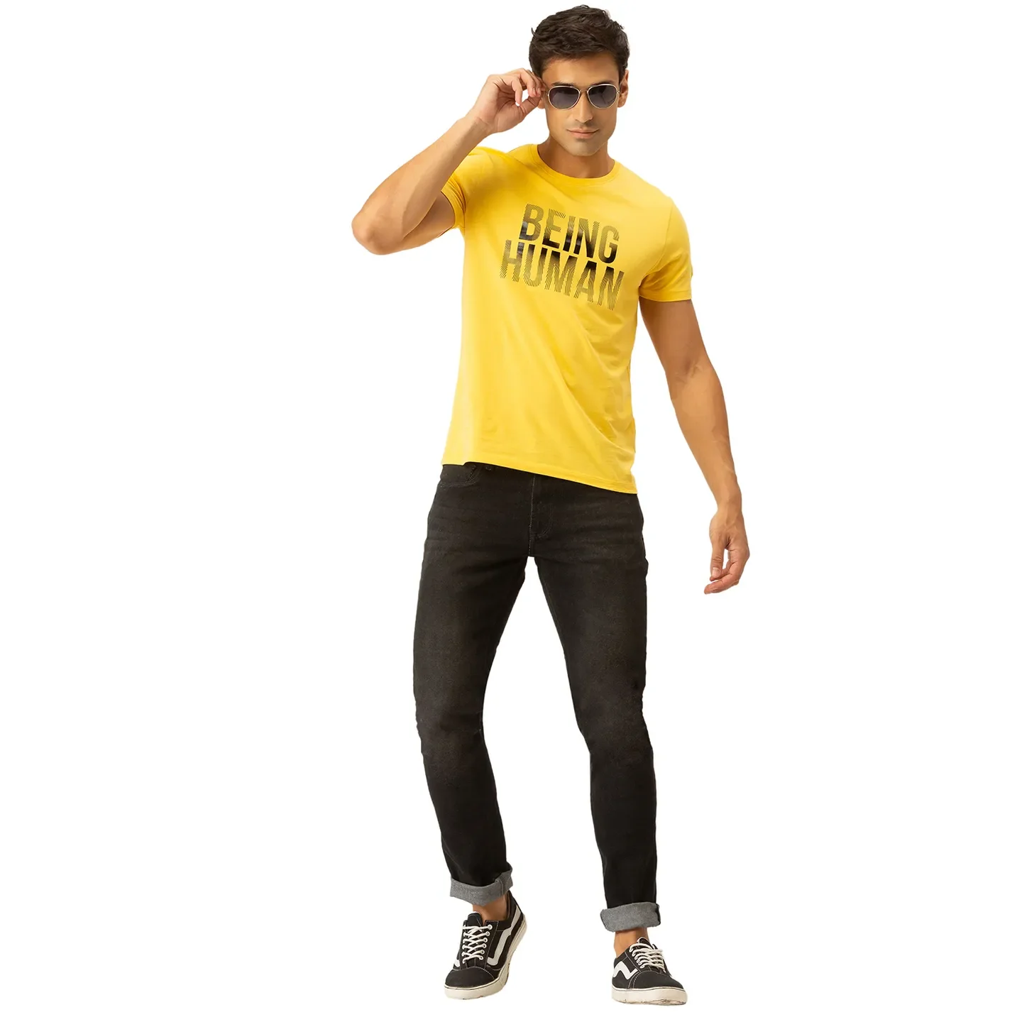 Yellow Regular Fit Men's Short Sleeves T-Shirt by Being Human Clothing - Image 5