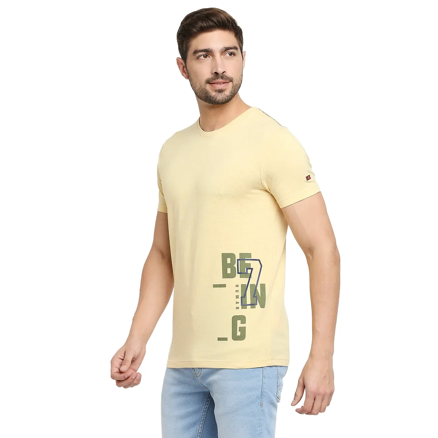 Yellow Regular Fit Men's Short Sleeves T-Shirt by Being Human Clothing - Image 2