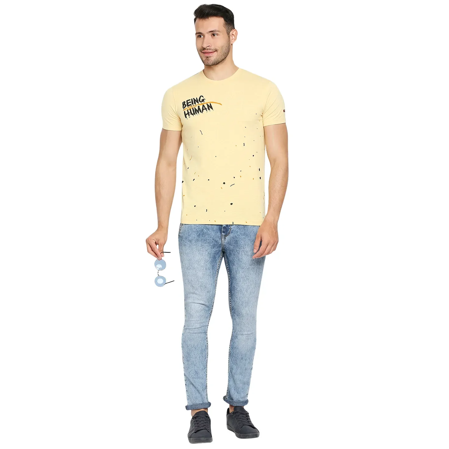 Yellow Regular Fit Men's Short Sleeves T-Shirt by Being Human Clothing - Image 13