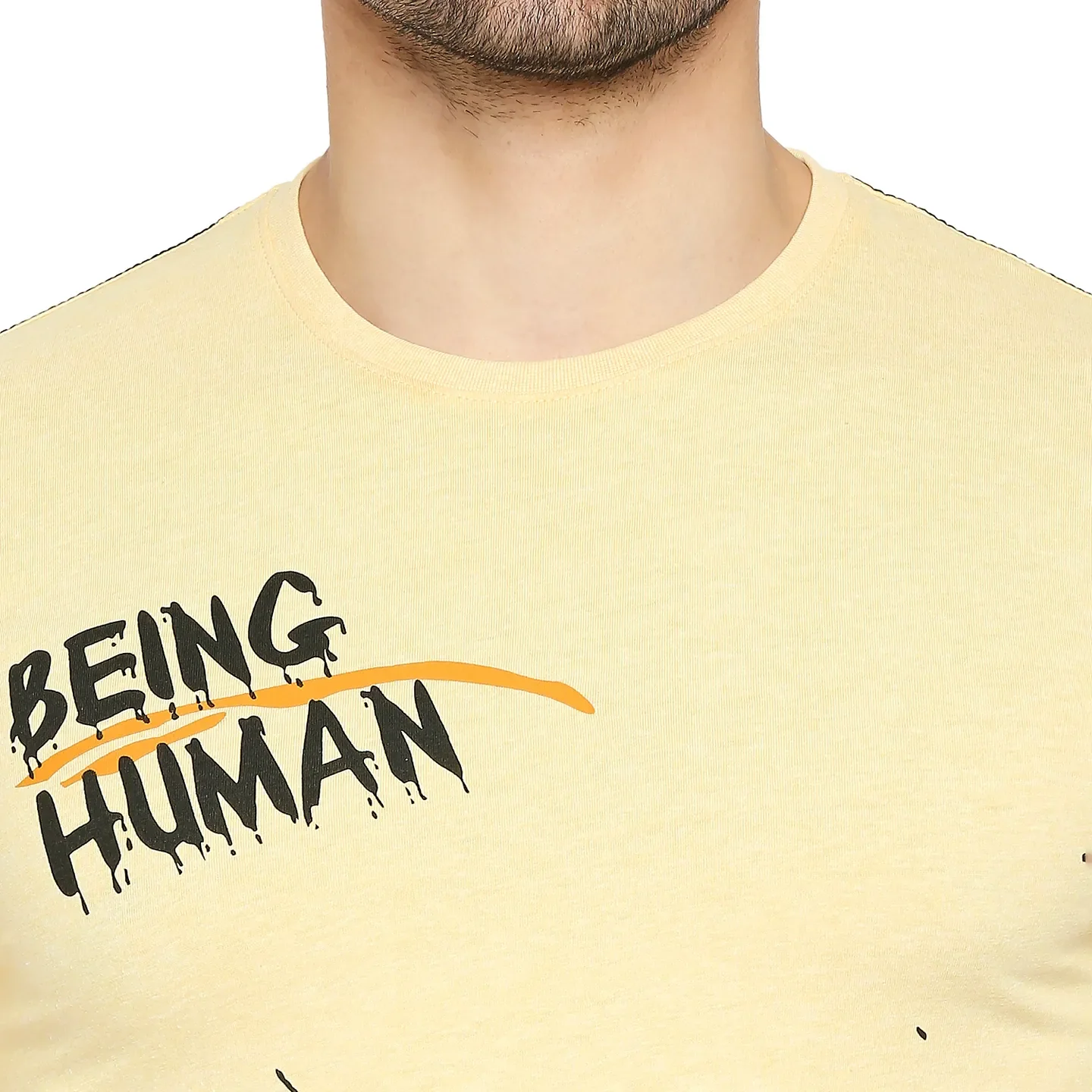 Yellow Regular Fit Men's Short Sleeves T-Shirt by Being Human Clothing - Image 5