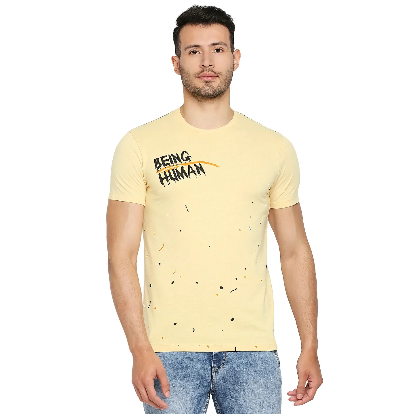 Yellow Regular Fit Men's Short Sleeves T-Shirt by Being Human Clothing - Image 8