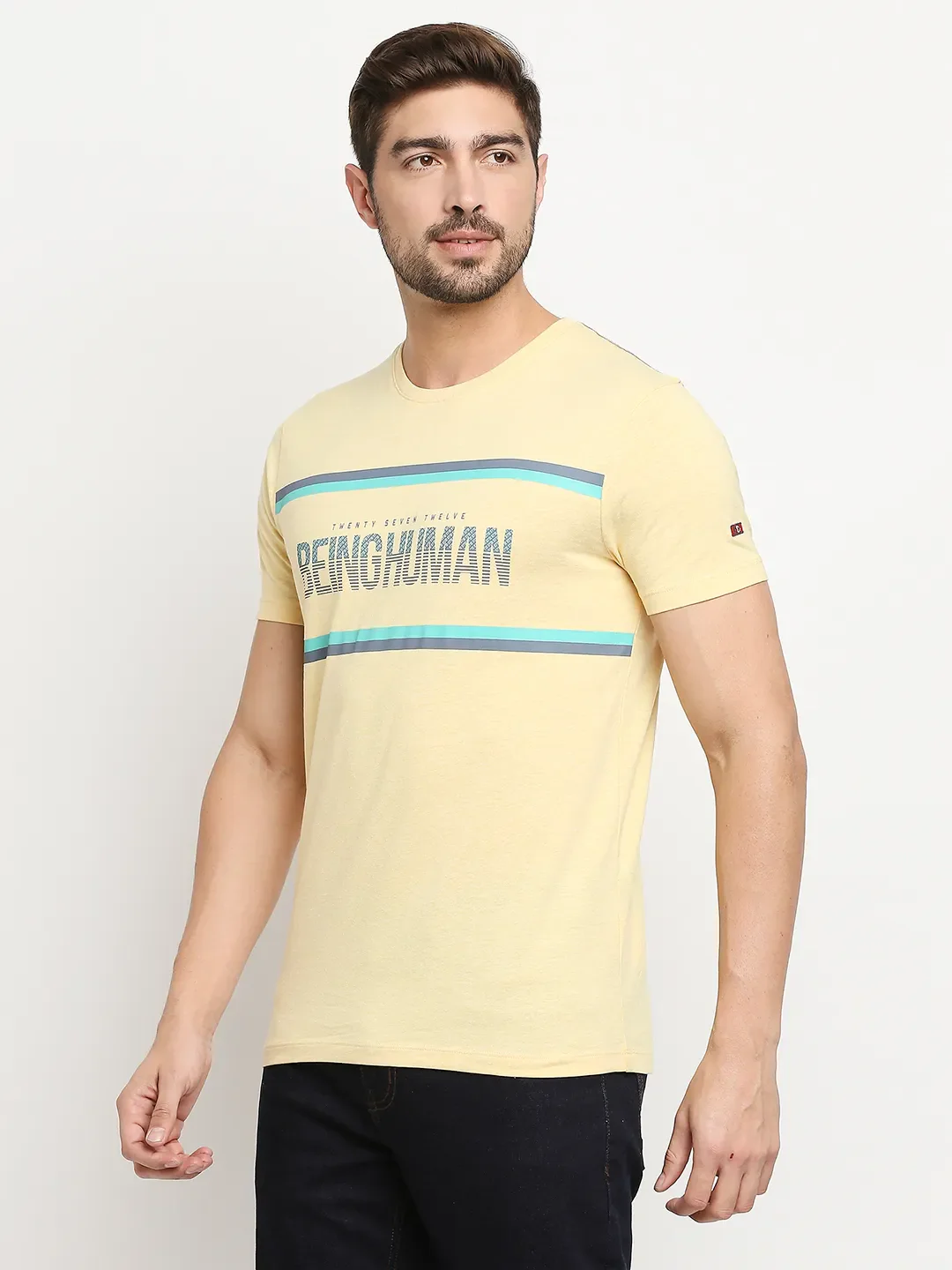 Yellow Regular Fit Men's Short Sleeves T-Shirt by Being Human Clothing - Image 2
