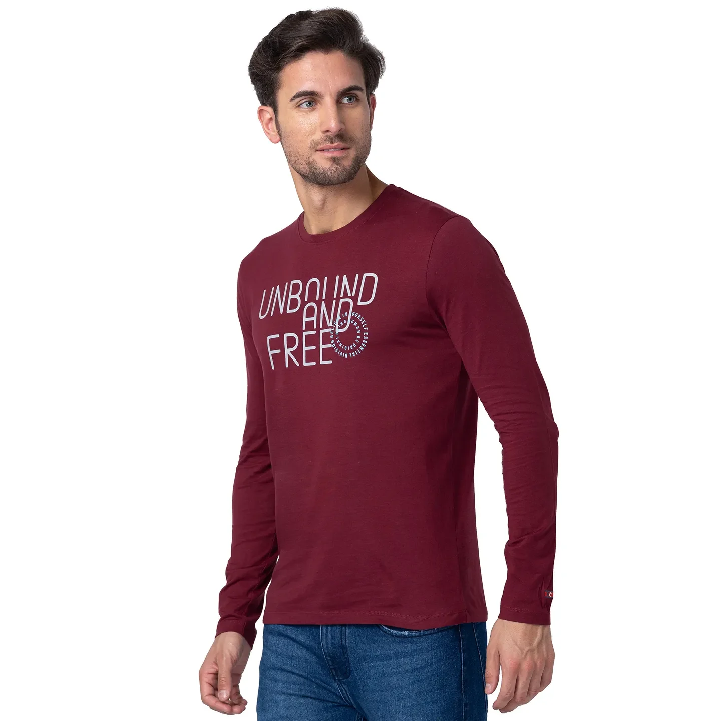 Red Regular Fit Men's Long Sleeves T-Shirt by Being Human Clothing - Image 2