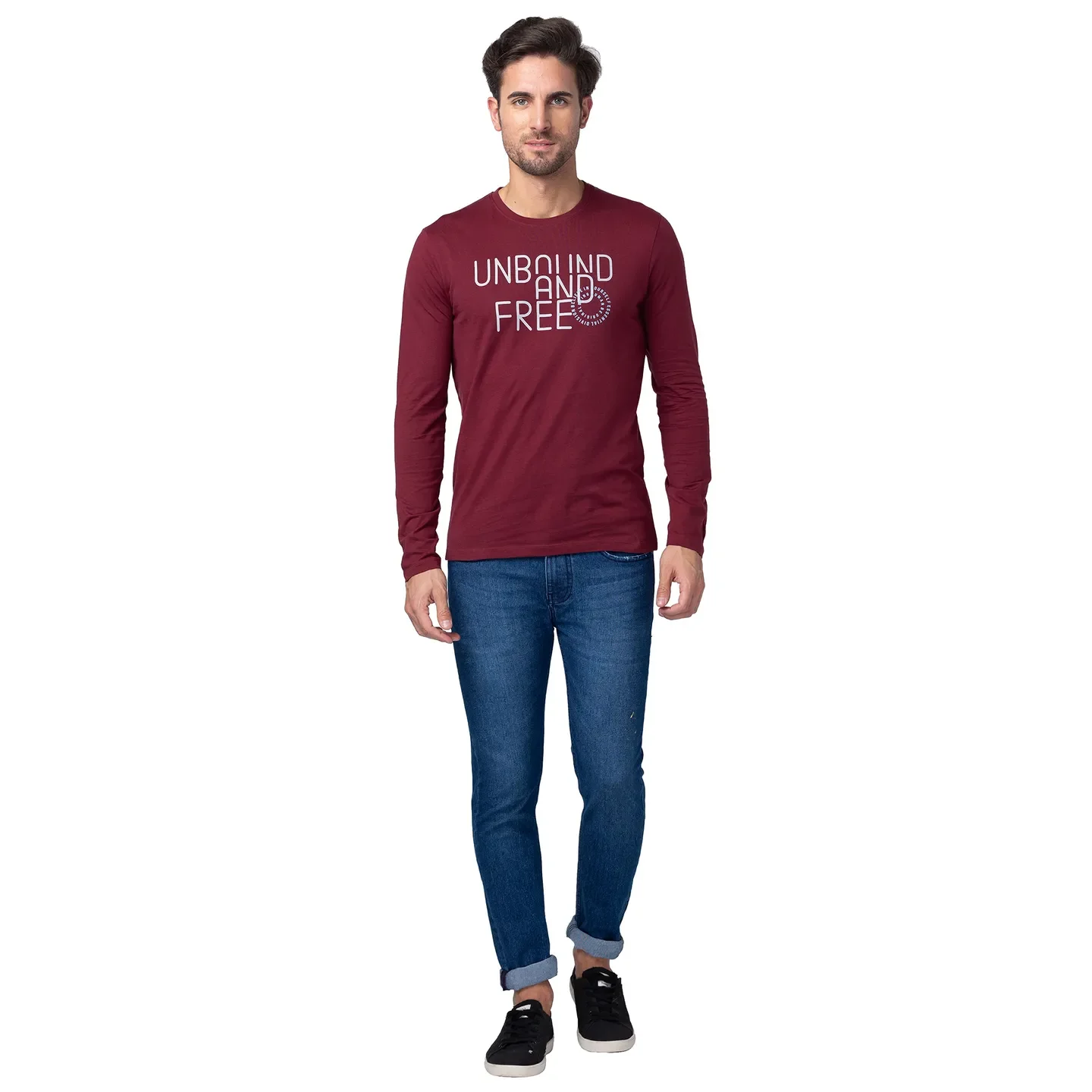 Red Regular Fit Men's Long Sleeves T-Shirt by Being Human Clothing - Image 5