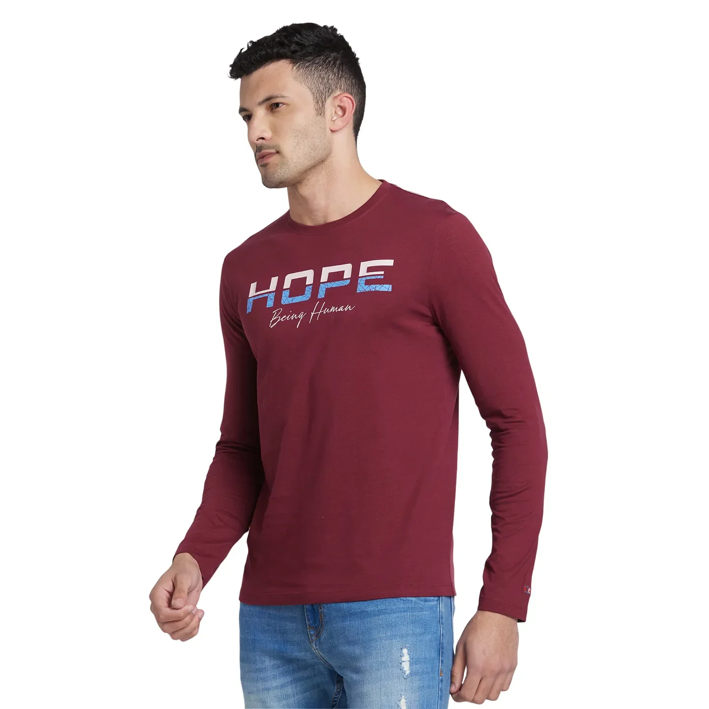 Red Regular Fit Men's Long Sleeves T-Shirt by Being Human Clothing - Image 2