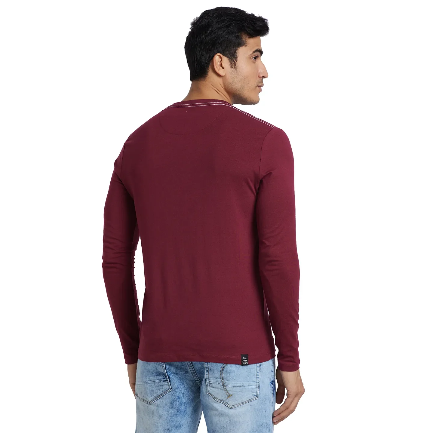 Red Regular Fit Men's Long Sleeves T-Shirt by Being Human Clothing - Image 3