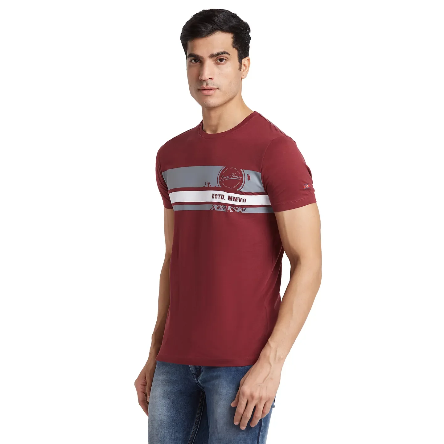 Red Regular Fit Round Neck Men's T-Shirt by Being Human Clothing - Image 2
