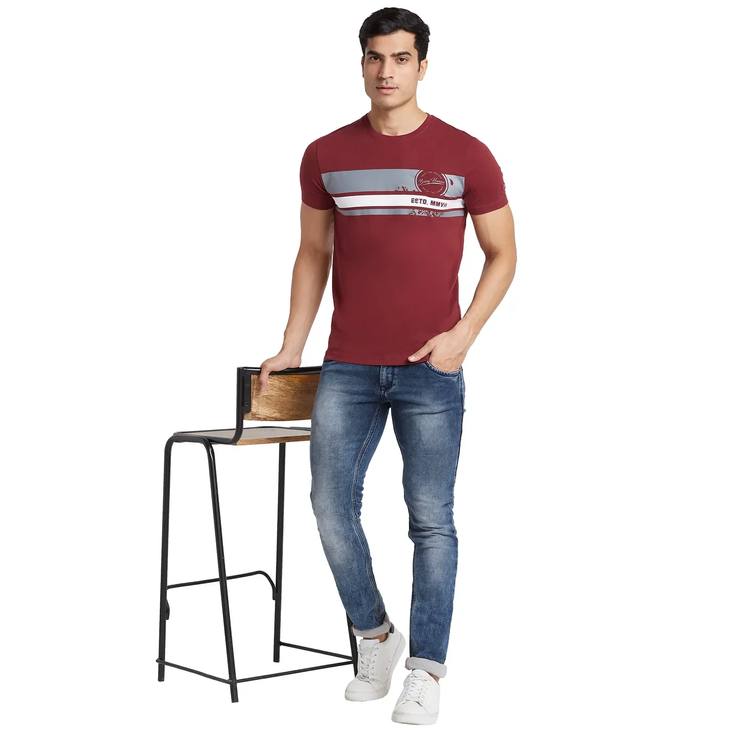 Red Regular Fit Round Neck Men's T-Shirt by Being Human Clothing - Image 6
