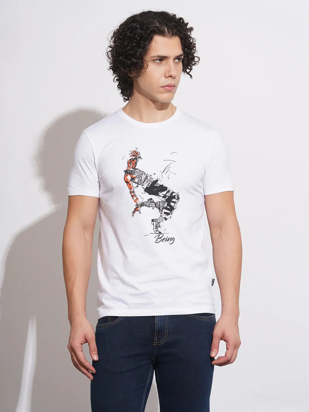 White Regular Fit Men's T-Shirt by Being Human Clothing