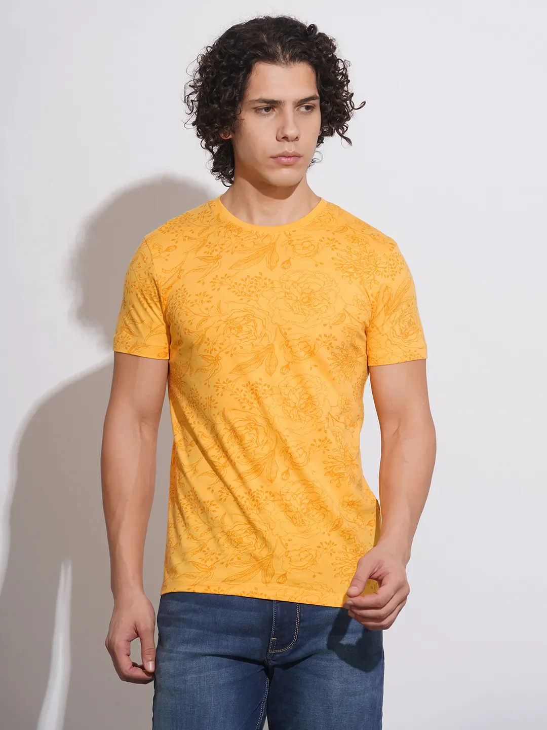 Yellow Regular Fit Men's Short Sleeves T-Shirt by Being Human Clothing