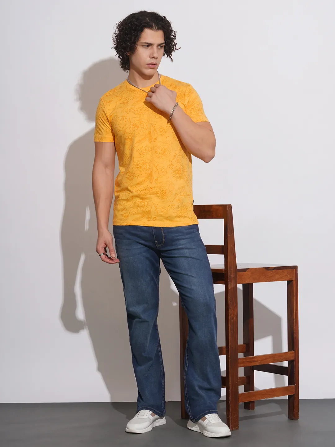 Yellow Regular Fit Men's Short Sleeves T-Shirt by Being Human Clothing - Image 4