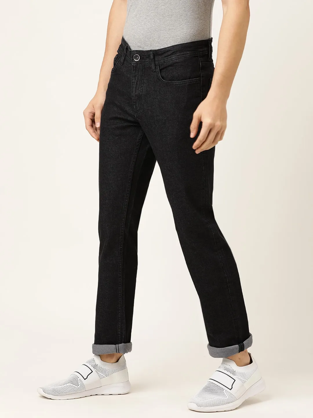 Black Regular Fit Men's Denims by Being Human Clothing - Image 3