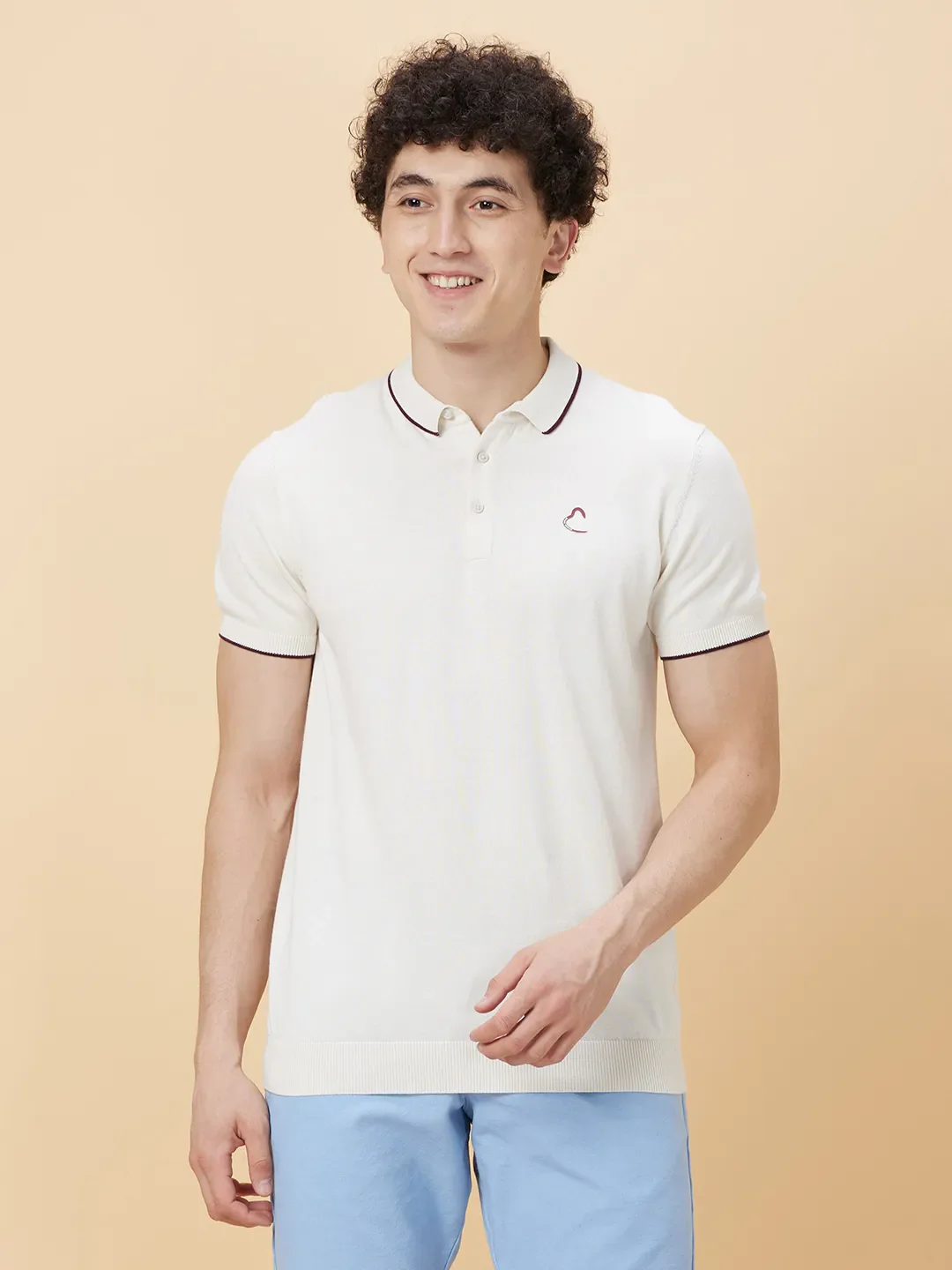 White Regular Fit Men's Polo T-shirt by Being Human Clothing