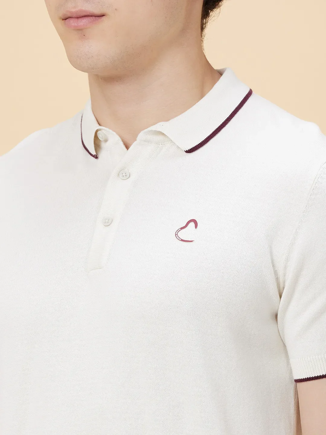 White Regular Fit Men's Polo T-shirt by Being Human Clothing - Image 5