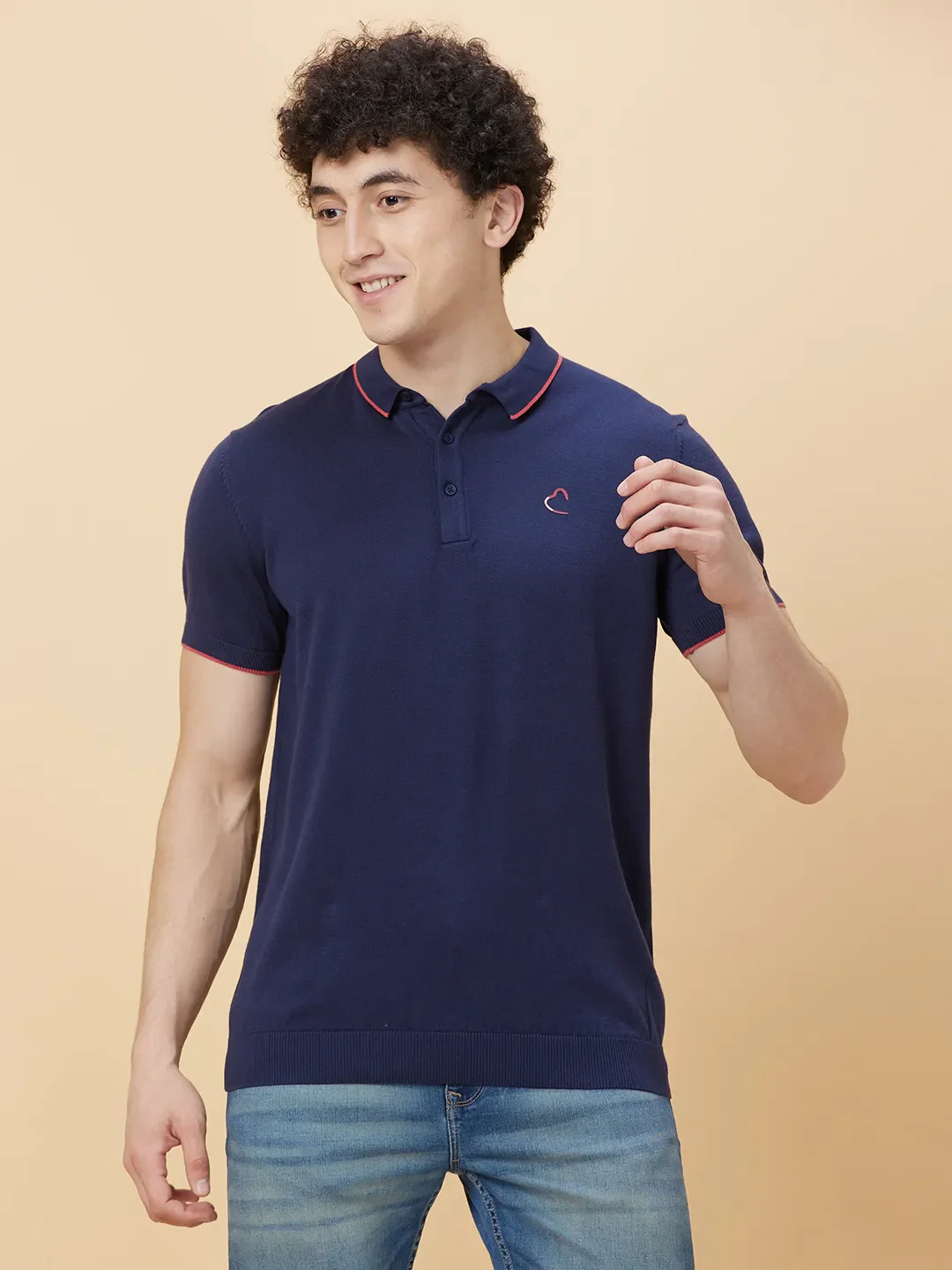 Navy Regular Fit Men's Polo T-shirt by Being Human Clothing