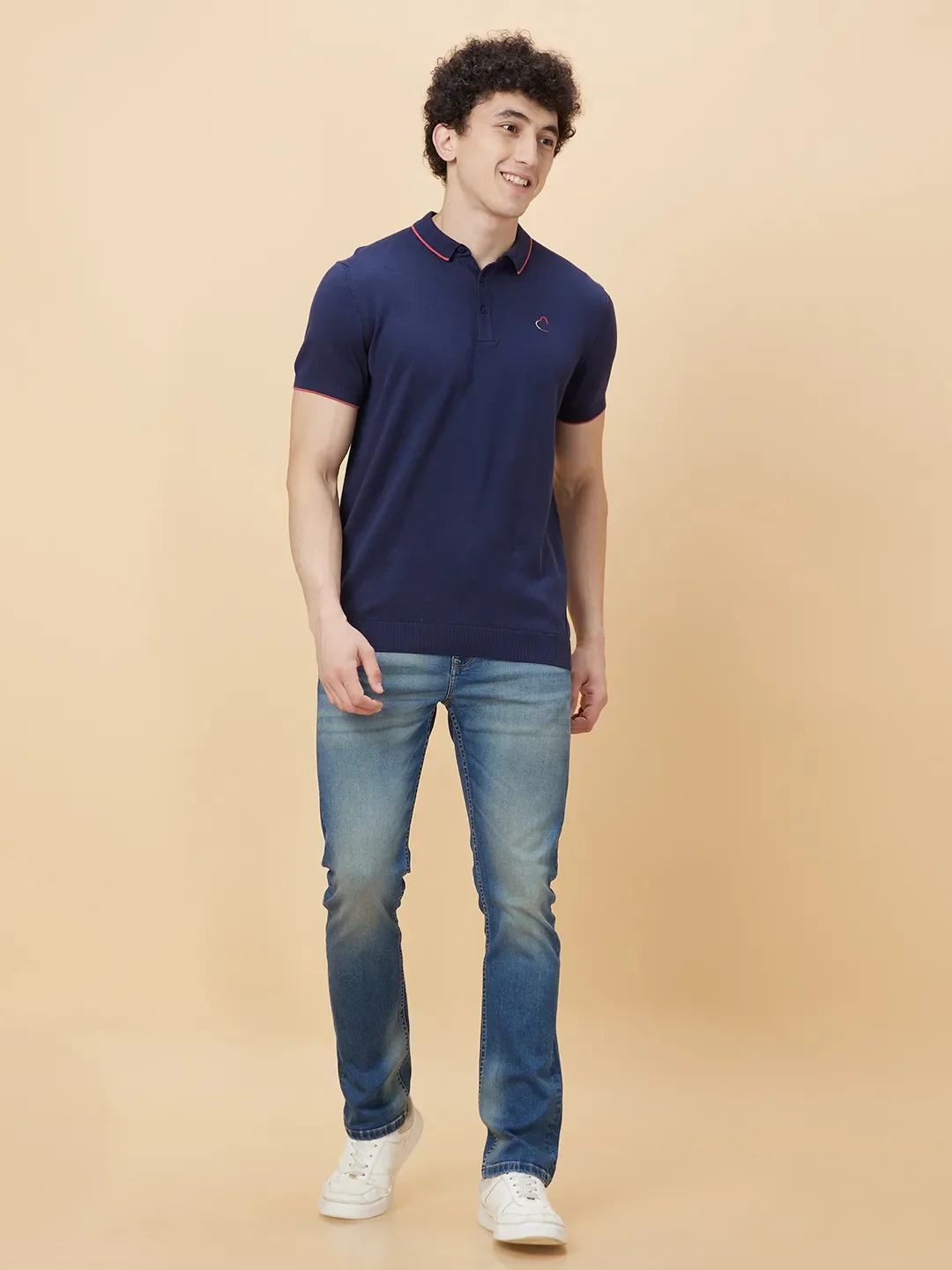 Navy Regular Fit Men's Polo T-shirt by Being Human Clothing - Image 2