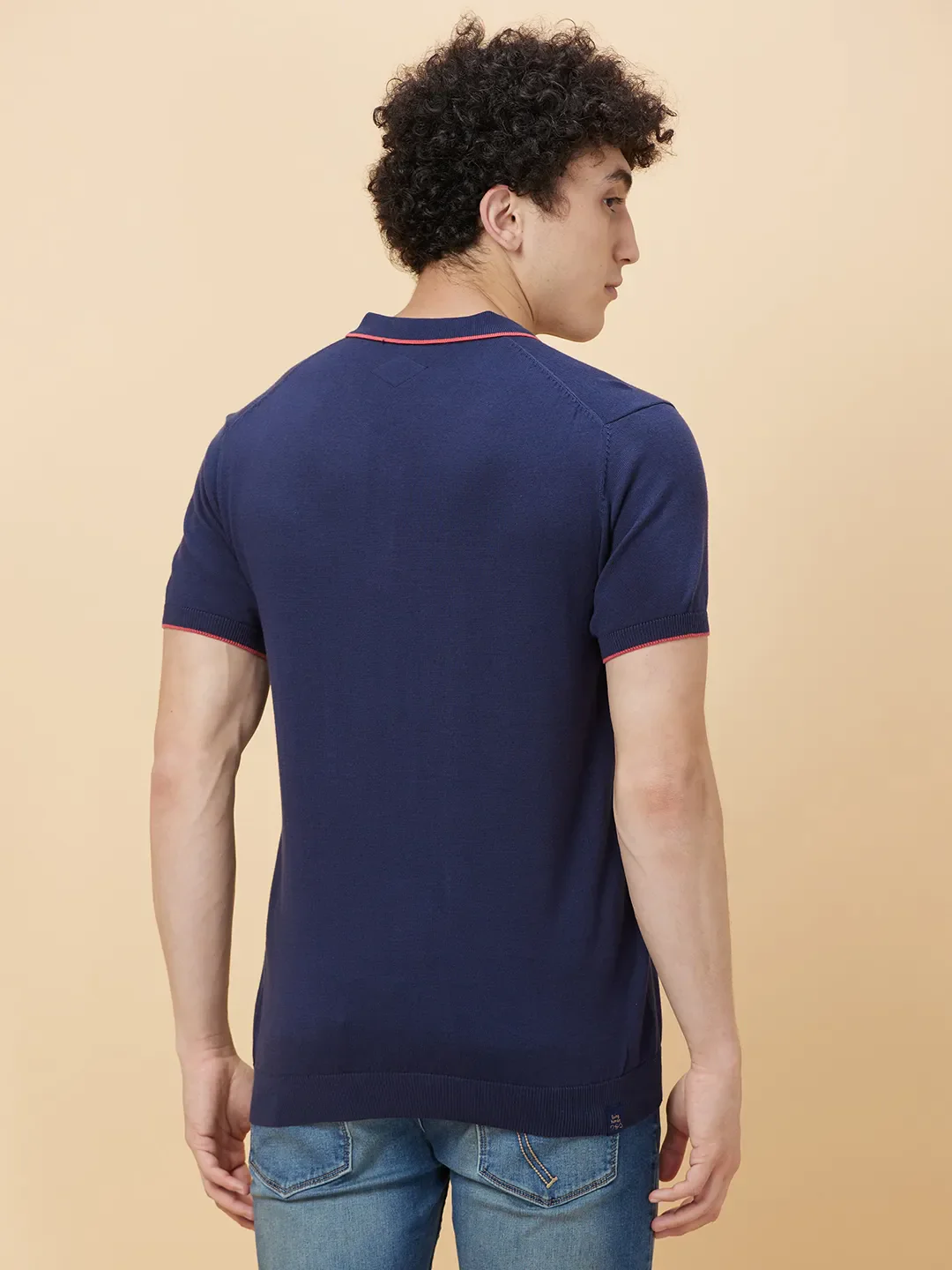 Navy Regular Fit Men's Polo T-shirt by Being Human Clothing - Image 4