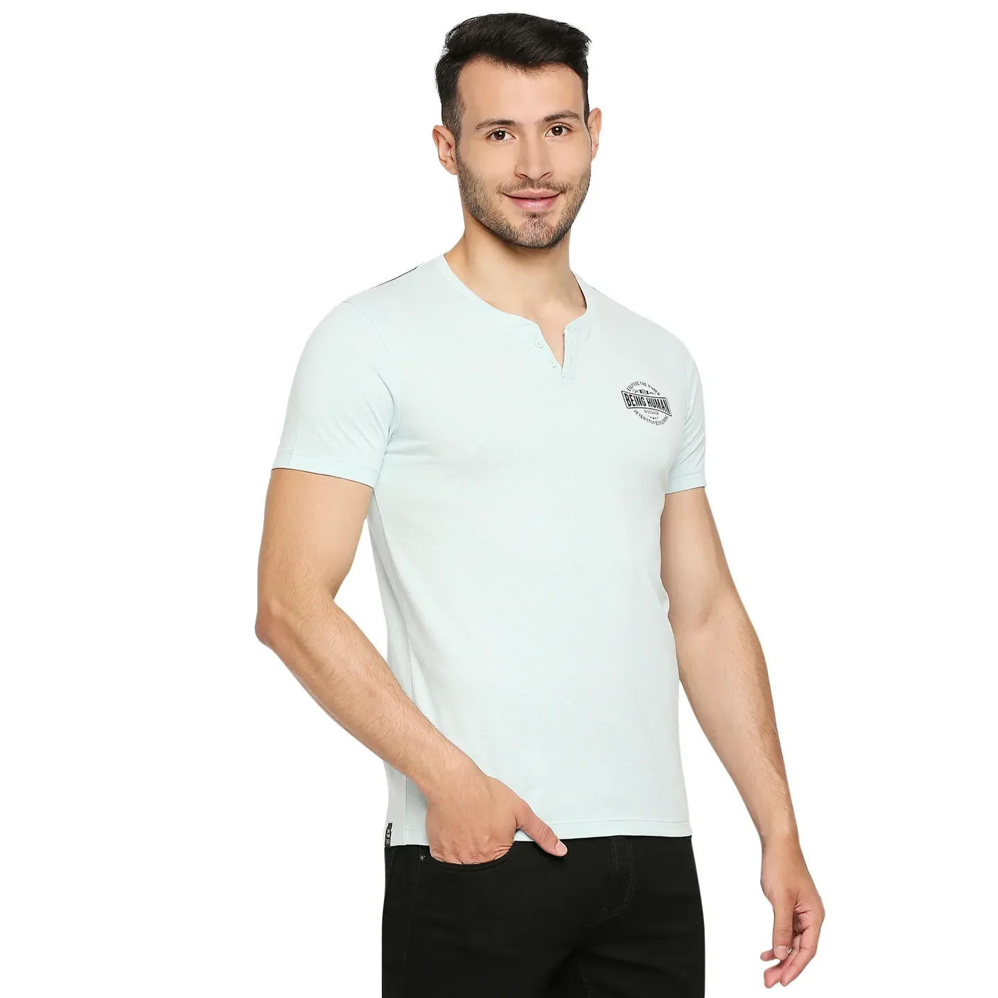 Grey Regular Fit Men's Short Sleeves T-Shirt by Being Human Clothing - Image 3