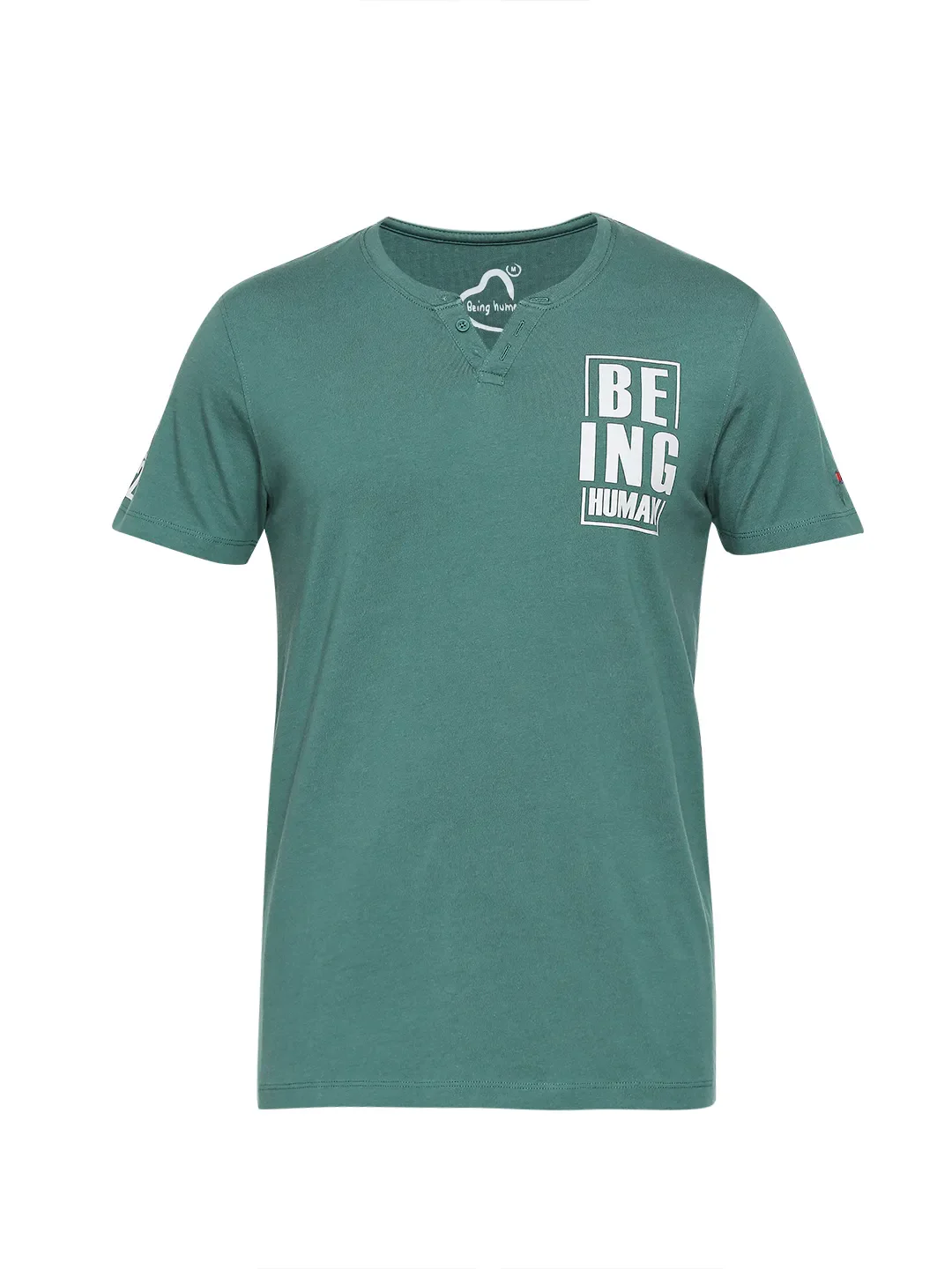 Green Regular Fit Men's Short Sleeves T-Shirt by Being Human Clothing - Image 14