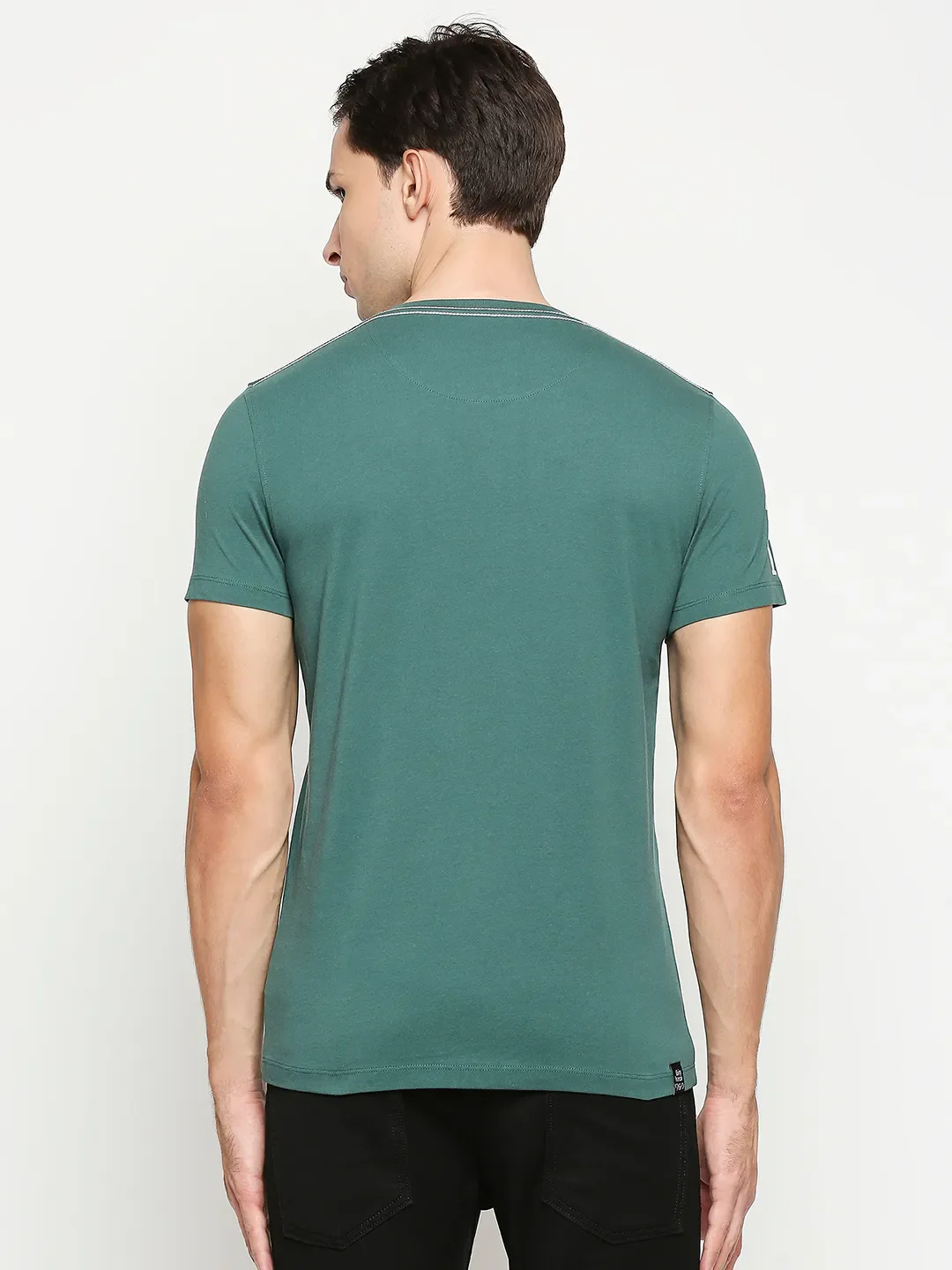 Green Regular Fit Men's Short Sleeves T-Shirt by Being Human Clothing - Image 4