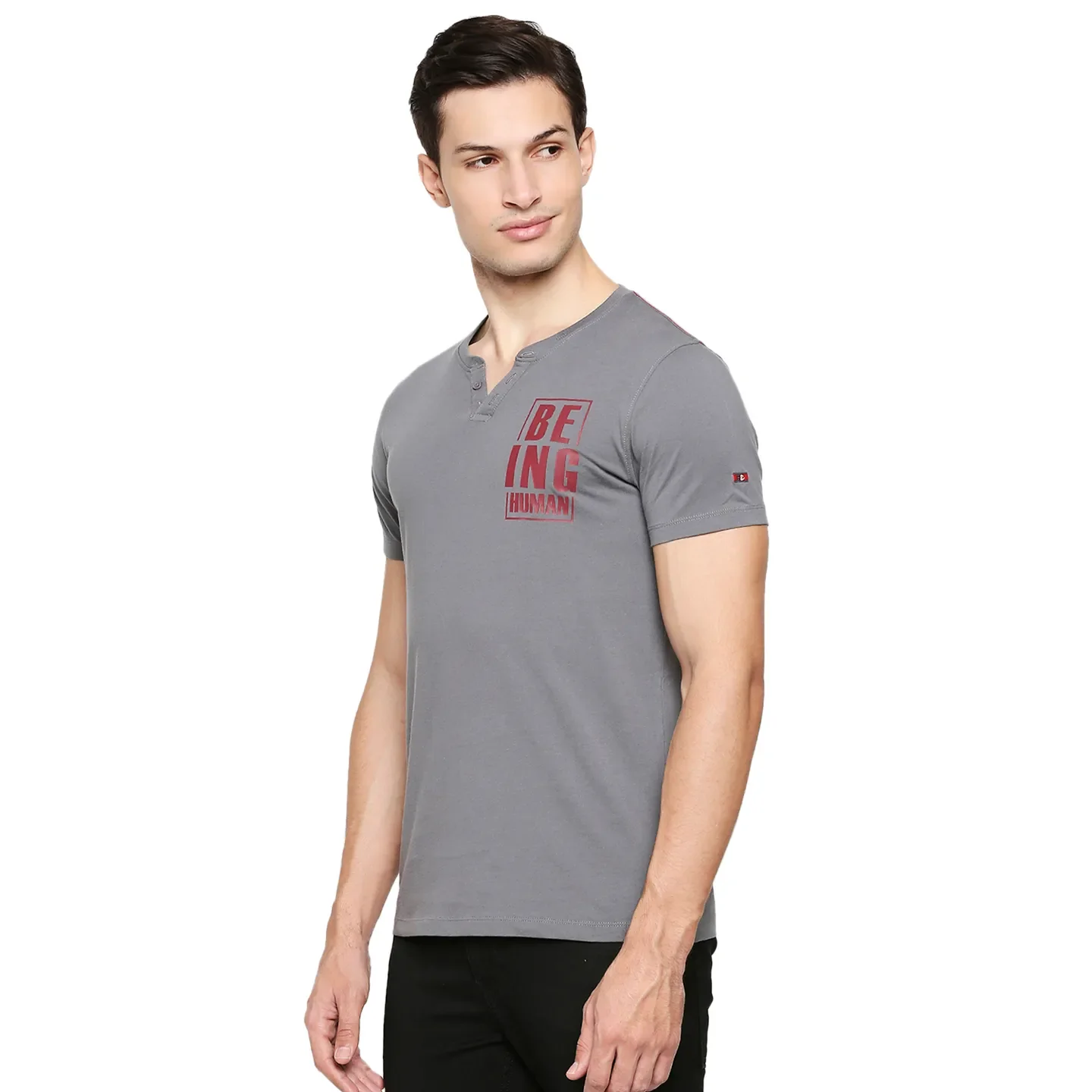 Grey Regular Fit Men's Short Sleeves T-Shirt by Being Human Clothing - Image 2