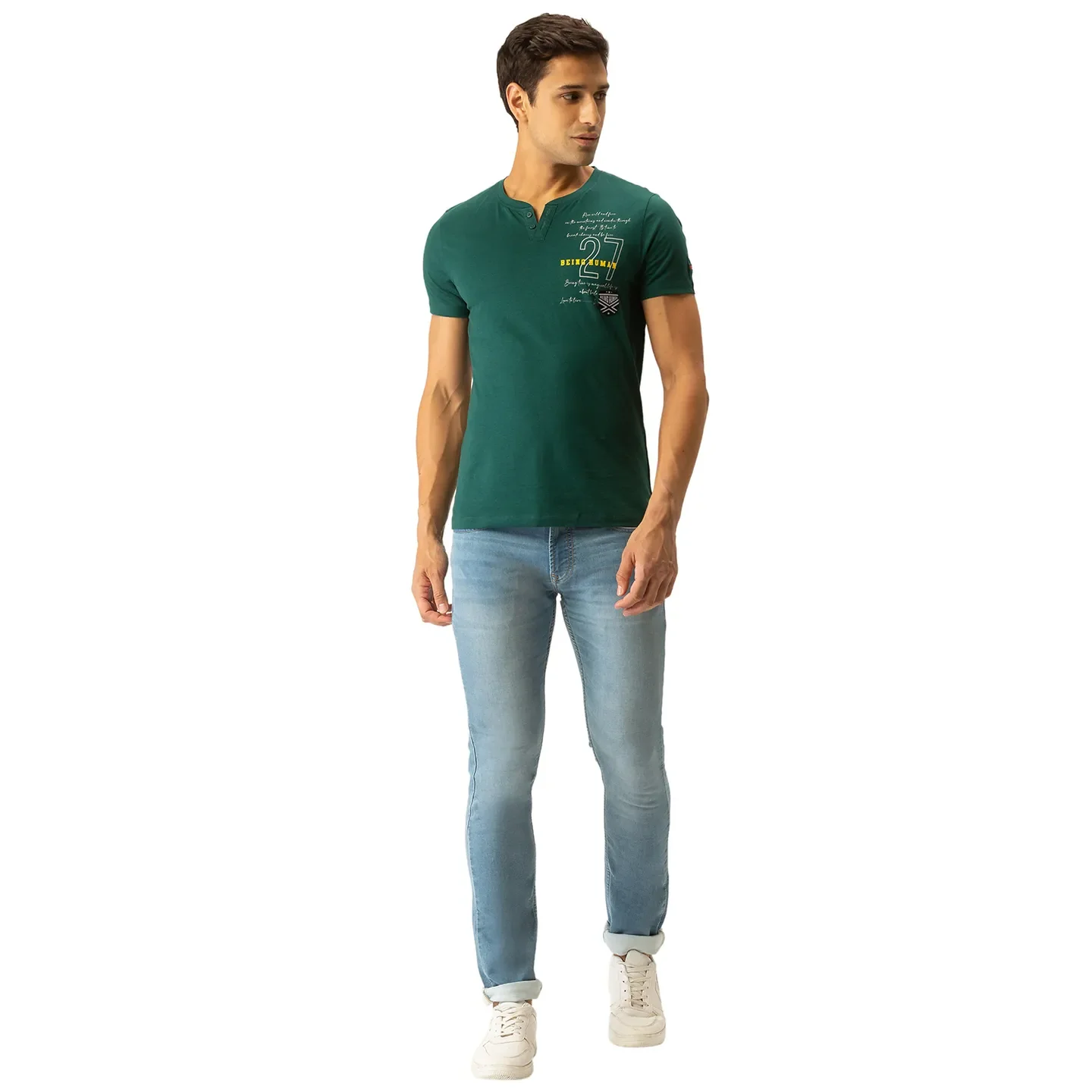 Green Regular Fit Men's Short Sleeves T-Shirt by Being Human Clothing - Image 5