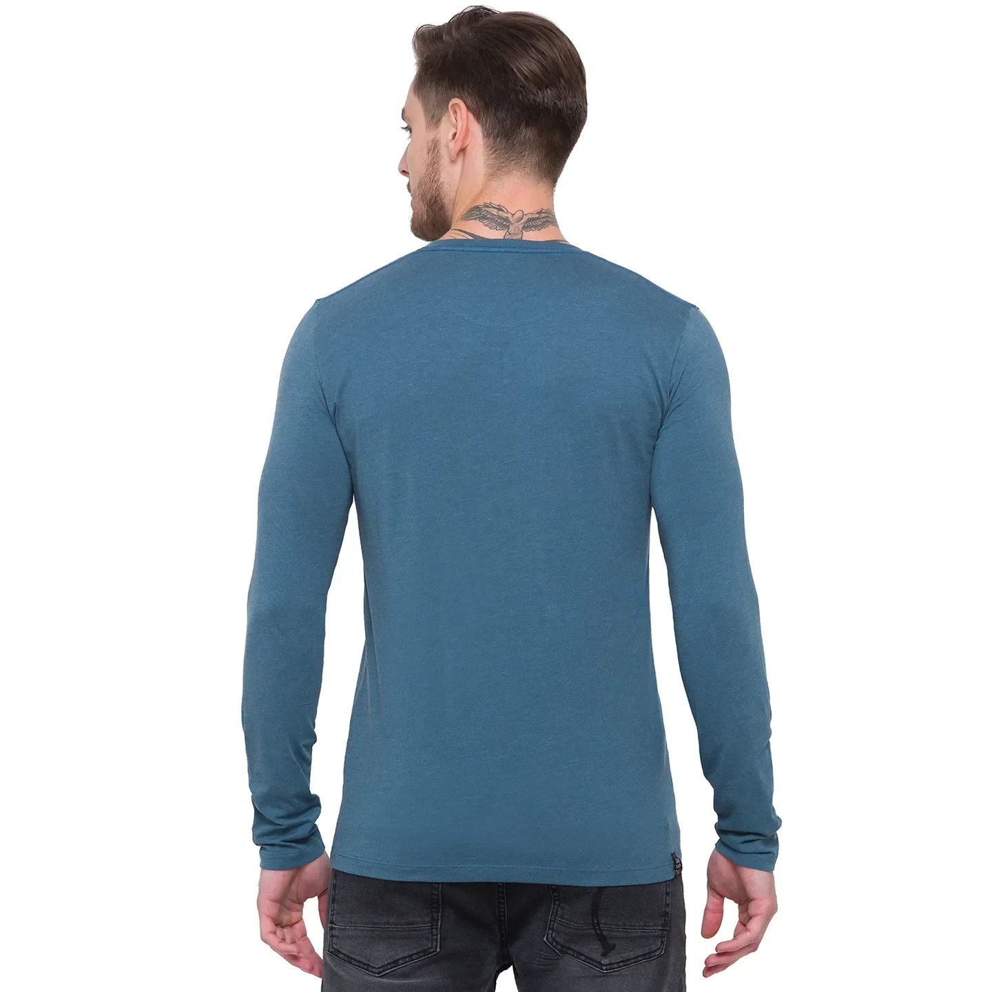 Green Regular Fit Men's Long Sleeves T-Shirt by Being Human Clothing - Image 3