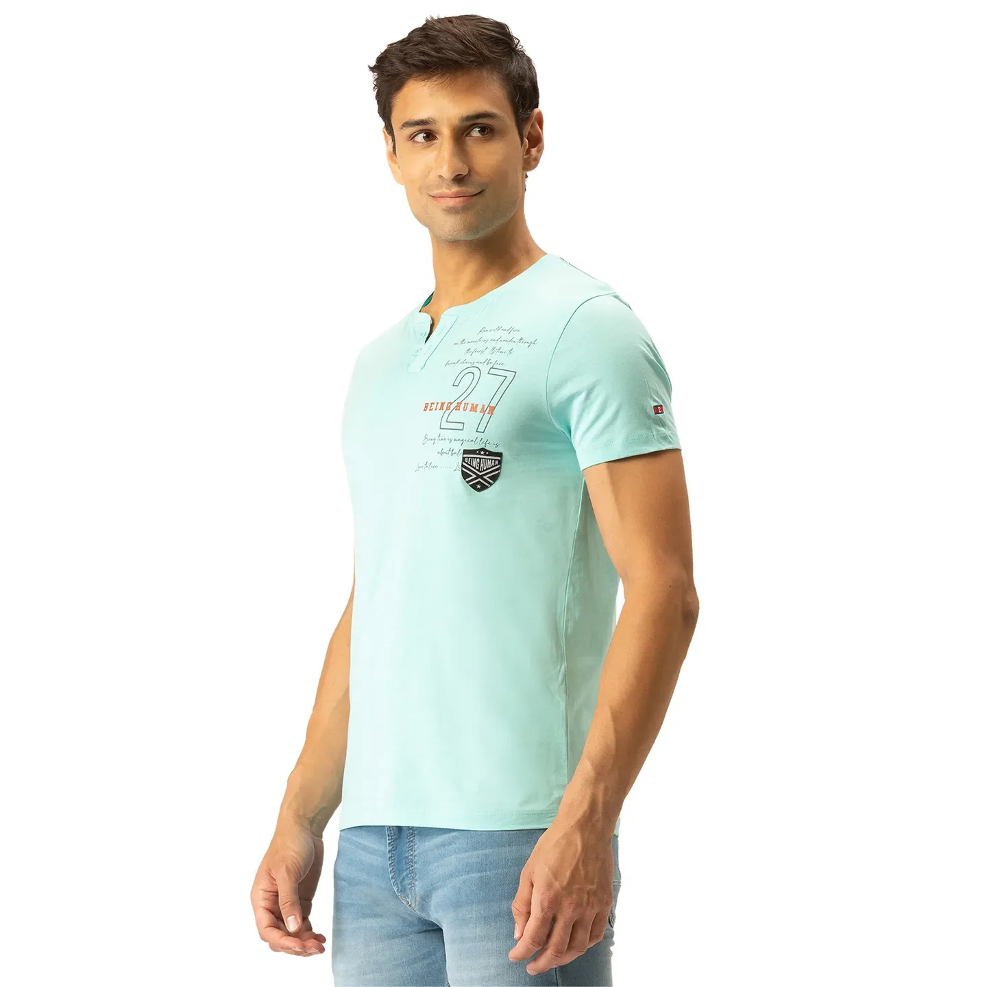 Blue Regular Fit Men's Short Sleeves T-Shirt by Being Human Clothing - Image 2
