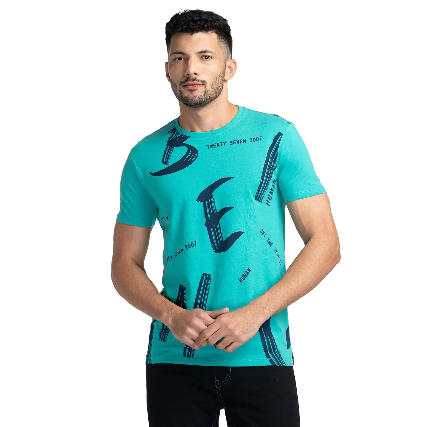 Green Regular Fit Men's Short Sleeves T-Shirt by Being Human Clothing
