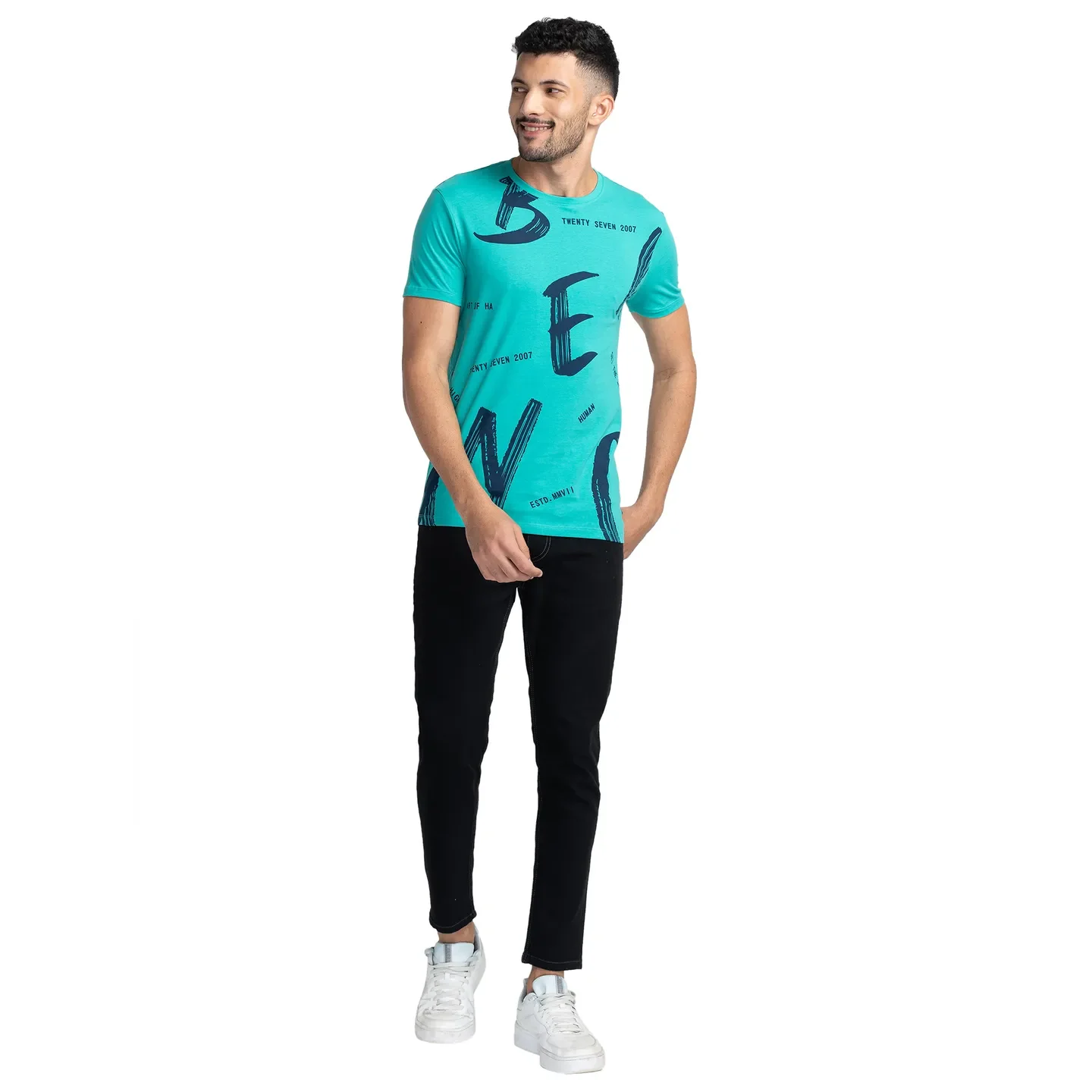 Green Regular Fit Men's Short Sleeves T-Shirt by Being Human Clothing - Image 2