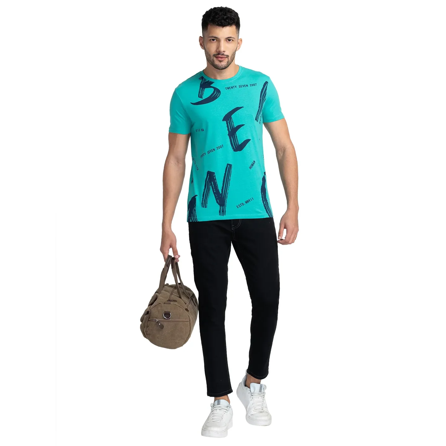 Green Regular Fit Men's Short Sleeves T-Shirt by Being Human Clothing - Image 6
