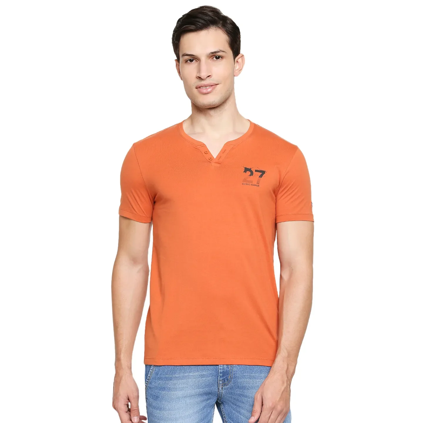 Brown Regular Fit Men's Short Sleeves T-Shirt by Being Human Clothing