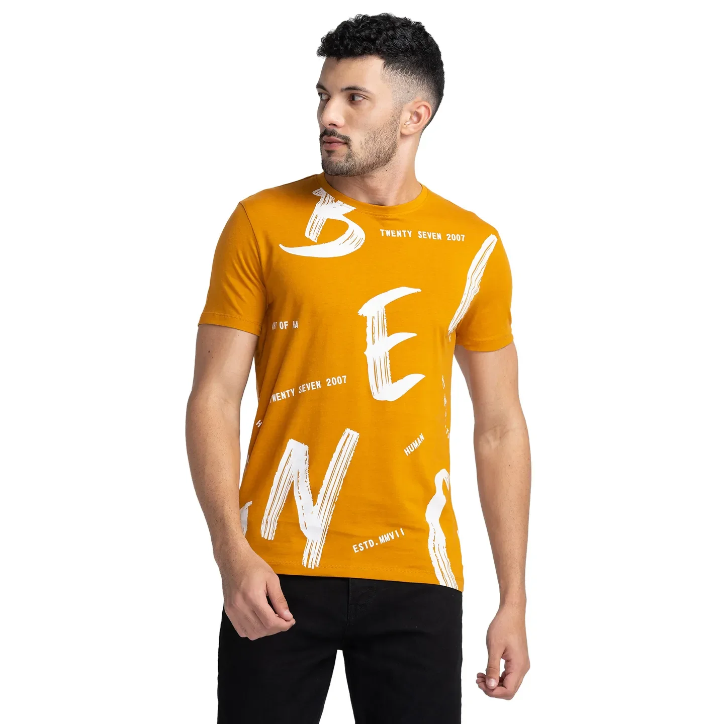 Orange Regular Fit Men's Short Sleeves T-Shirt by Being Human Clothing