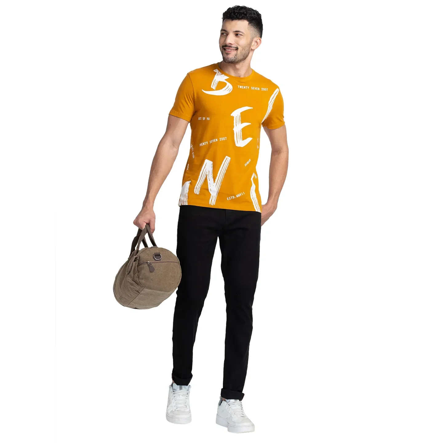 Orange Regular Fit Men's Short Sleeves T-Shirt by Being Human Clothing - Image 6