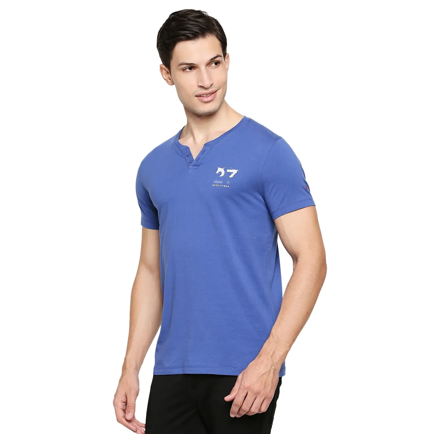Blue Regular Fit Men's Short Sleeves T-Shirt by Being Human Clothing - Image 2