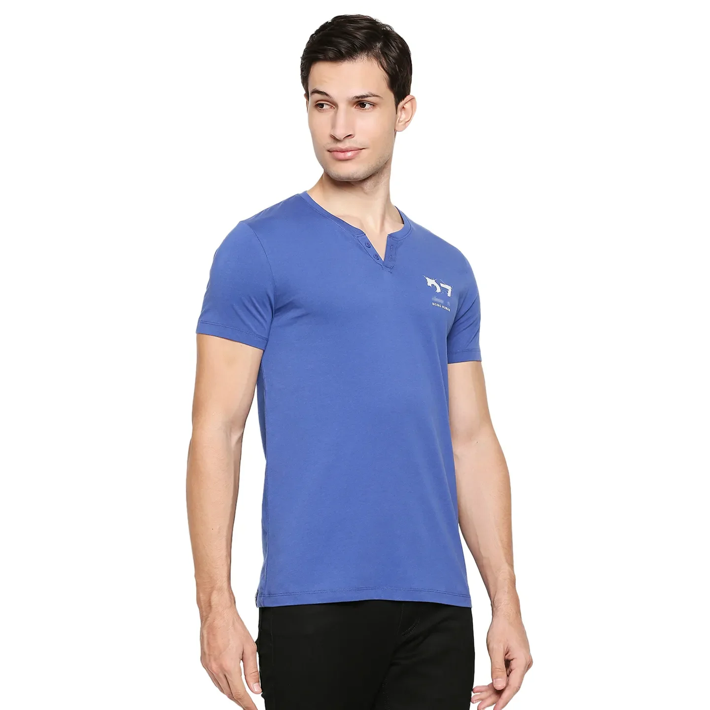Blue Regular Fit Men's Short Sleeves T-Shirt by Being Human Clothing - Image 3