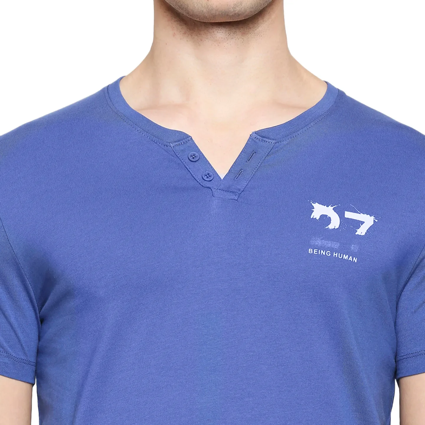 Blue Regular Fit Men's Short Sleeves T-Shirt by Being Human Clothing - Image 5
