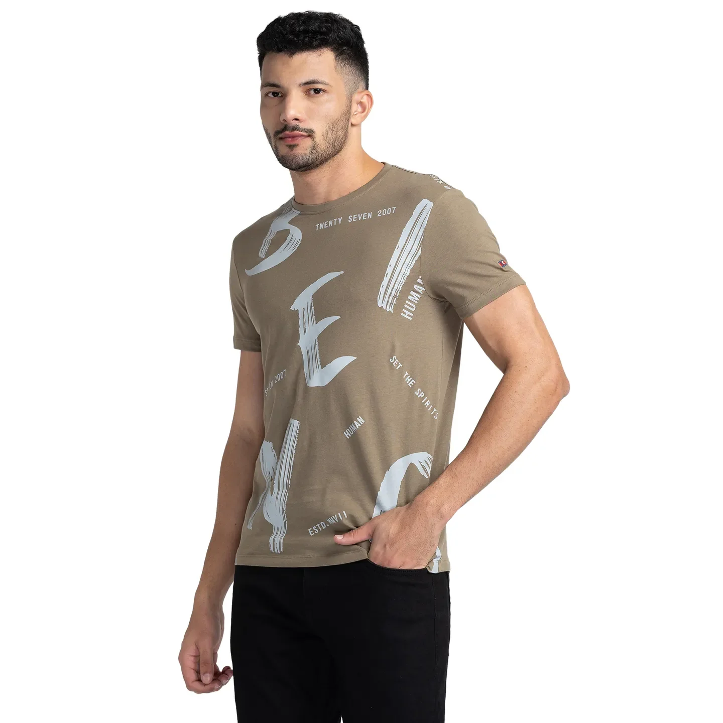Grey Regular Fit Men's Short Sleeves T-Shirt by Being Human Clothing - Image 4
