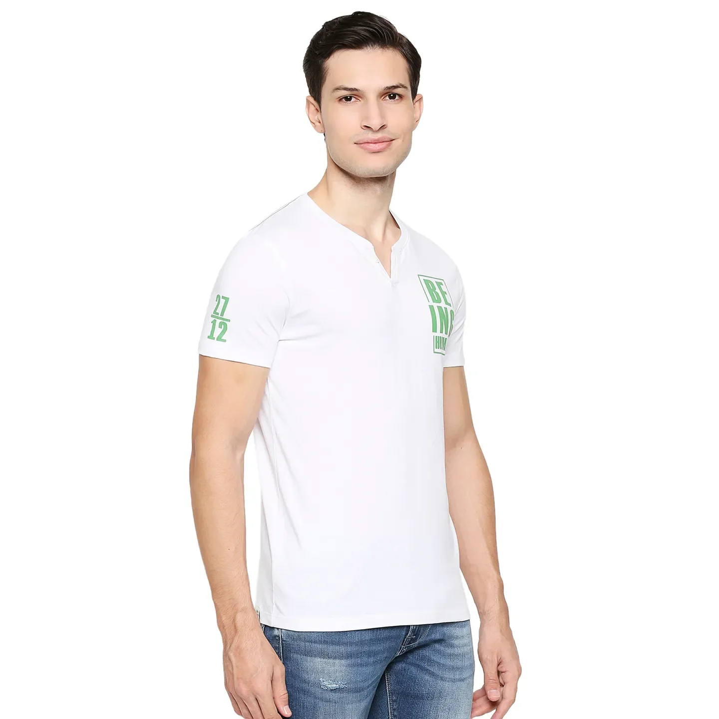 White Regular Fit Men's Short Sleeves T-Shirt by Being Human Clothing - Image 3