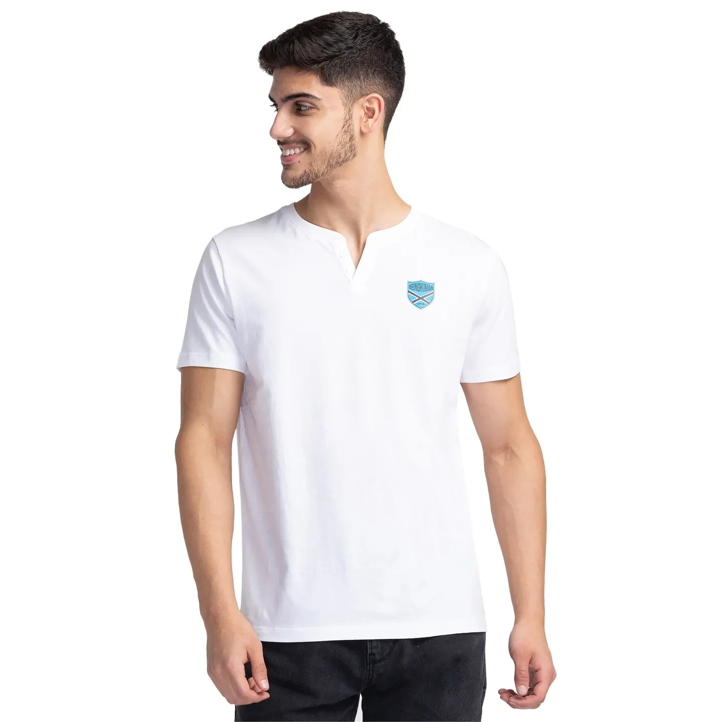White Regular Fit Men's Short Sleeves T-Shirt by Being Human Clothing