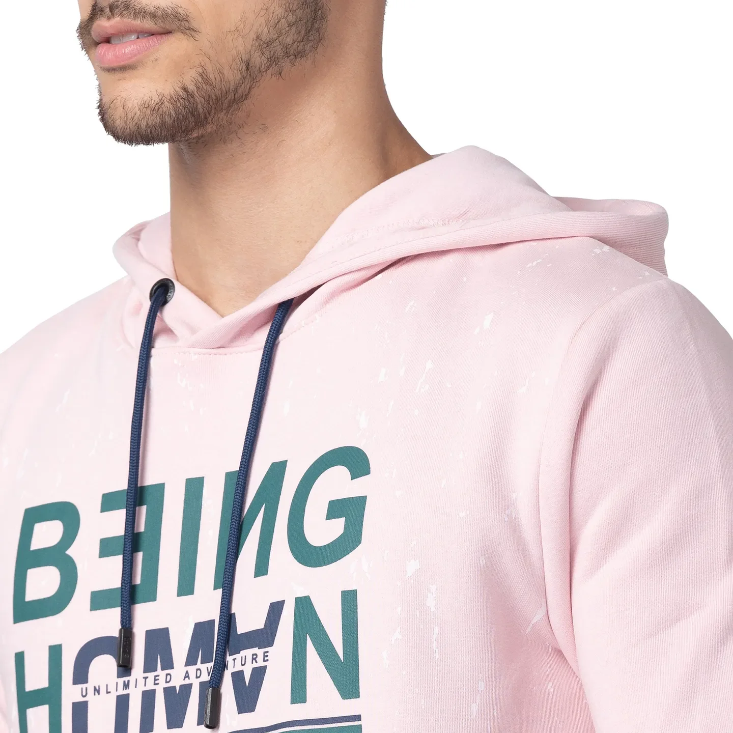 Baby Pink Regular Fit Men's Hoodie by Being Human Clothing - Image 4