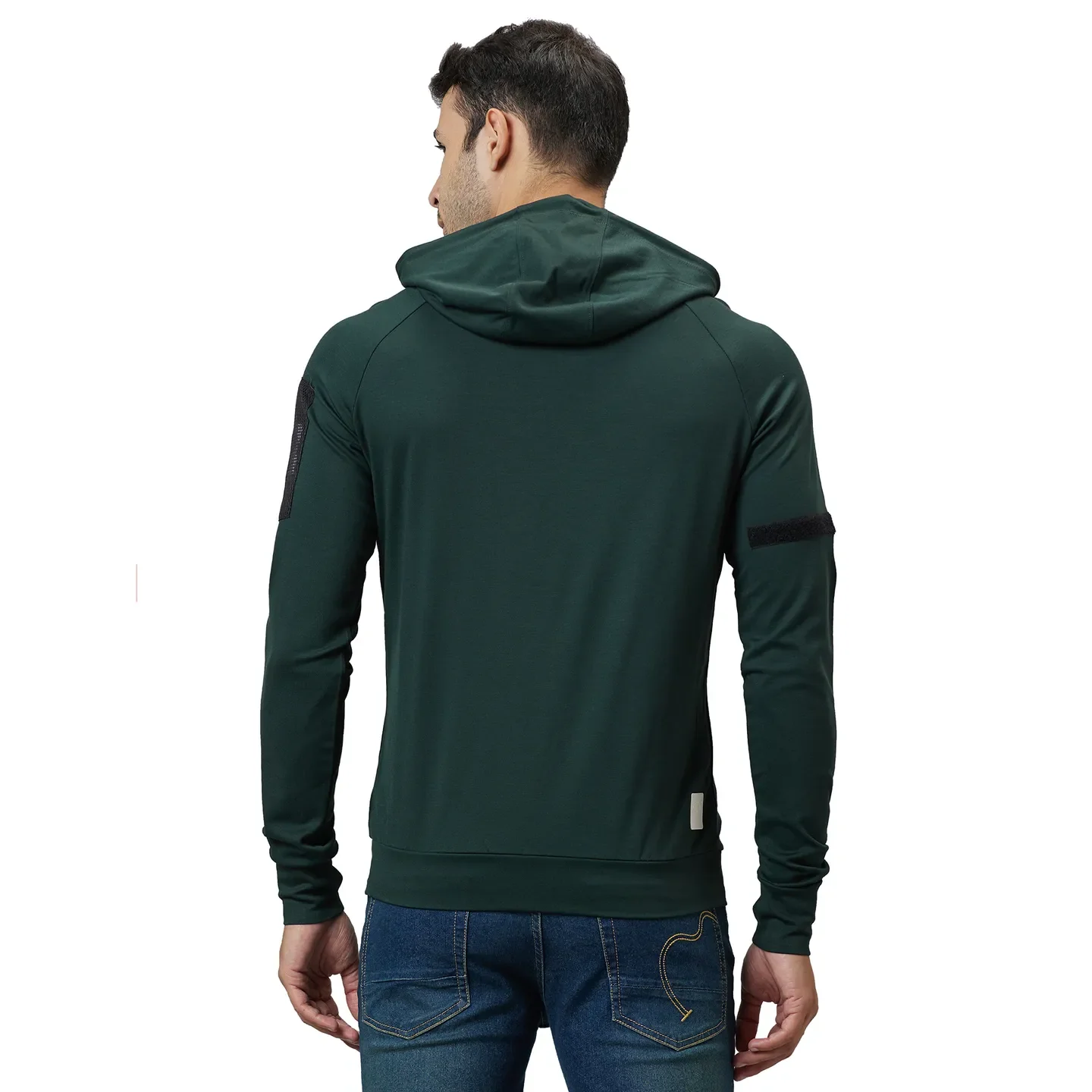 Green Regular Fit Long Sleeves Rayon And Nylon Men's Hoodie by Being Human Clothing - Image 3