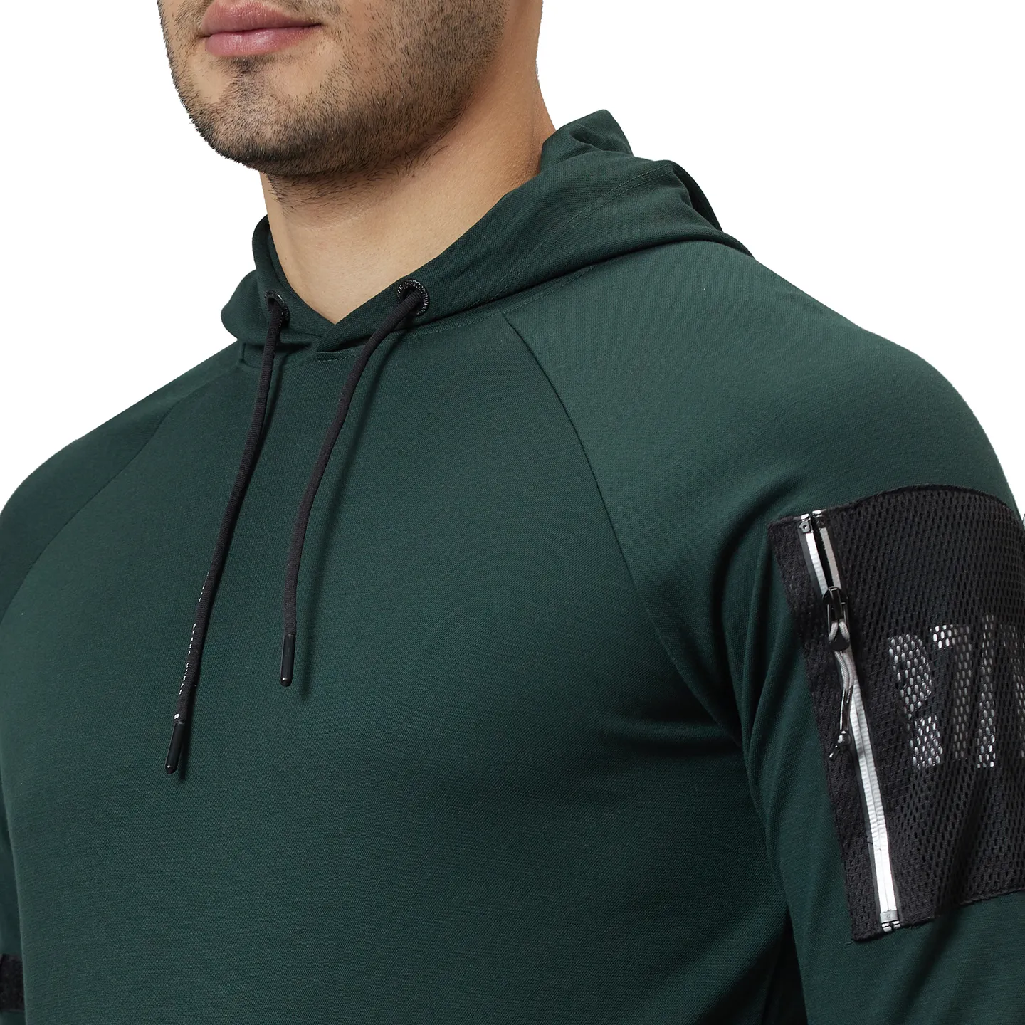 Green Regular Fit Long Sleeves Rayon And Nylon Men's Hoodie by Being Human Clothing - Image 5