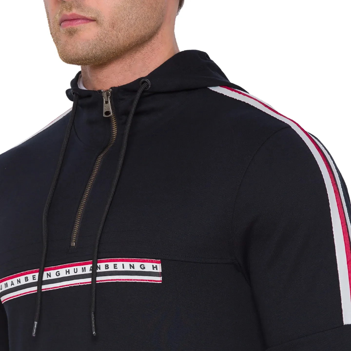Black Regular Fit  Long Sleeves Cotton Men's Hoodie by Being Human Clothing - Image 5