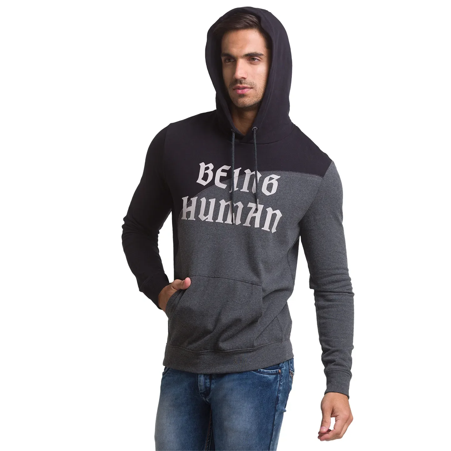 Black Regular Fit Men's Hoodie by Being Human Clothing - Image 4