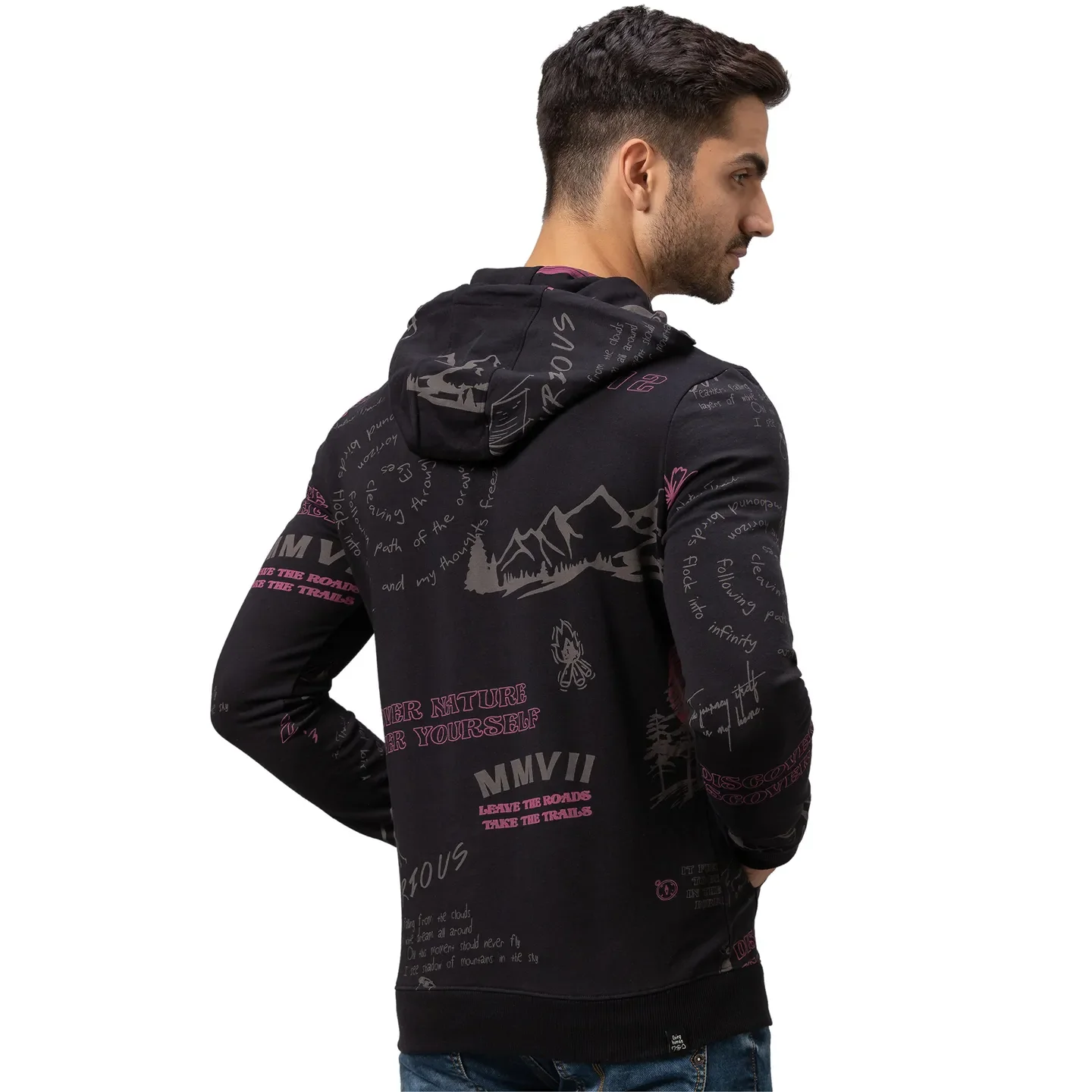 Black Regular Fit Men's Hoodie by Being Human Clothing - Image 3