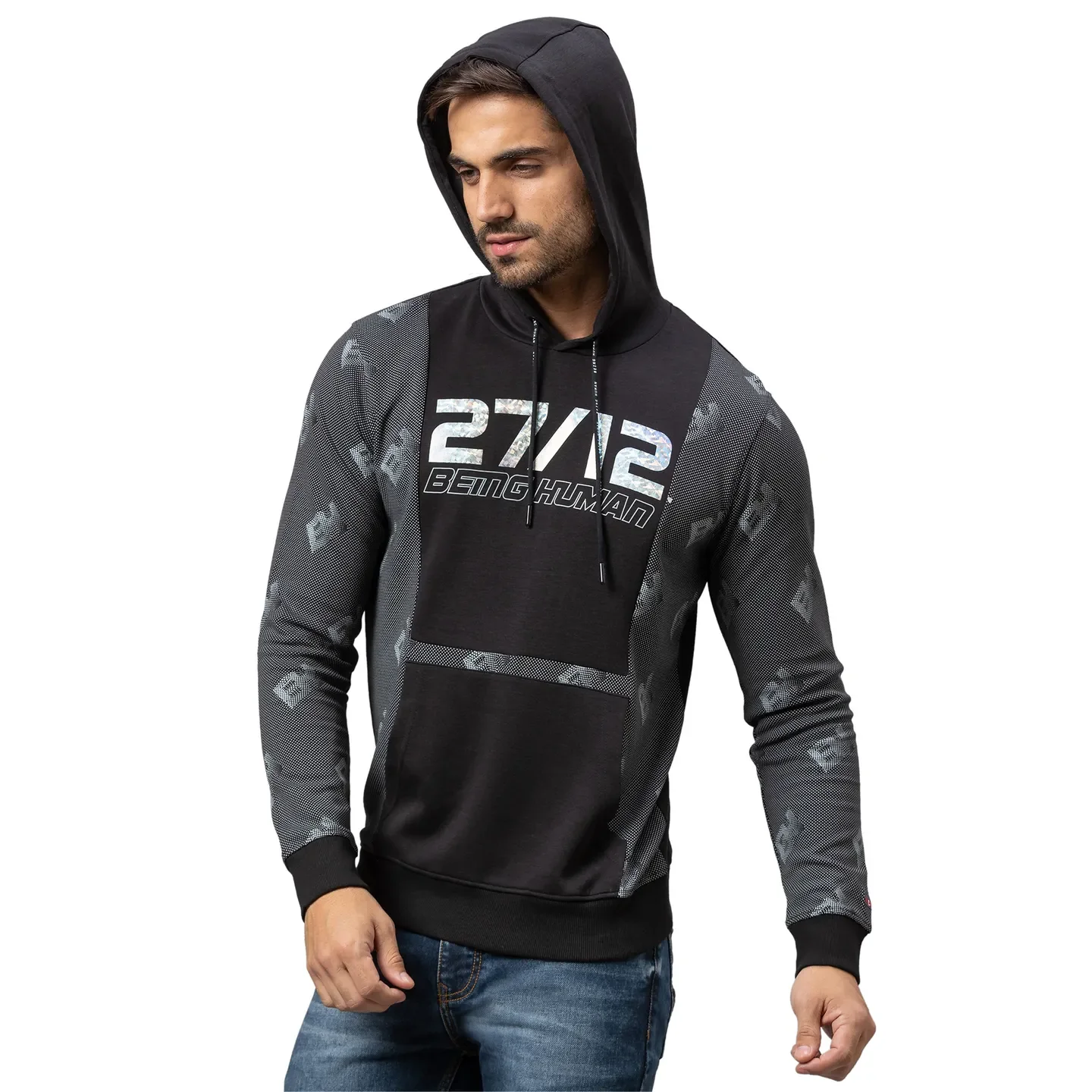 Black Regular Fit Men's Hoodie by Being Human Clothing - Image 4